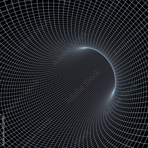 Fototapeta Naklejka Na Ścianę i Meble -  3d illustration, 3d render, Abstract black background, green blue neon lines twist into a spiral