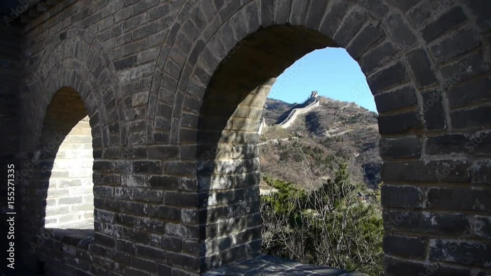 view Great wall from battlements lookouts,China ancient defense engineering. view Great wall from battlements lookouts,China ancient defense engineering.