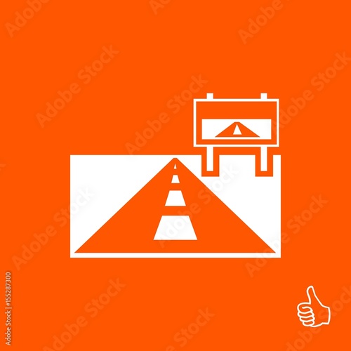 Asphalt road with markings leading into the distance on a white background vector icon