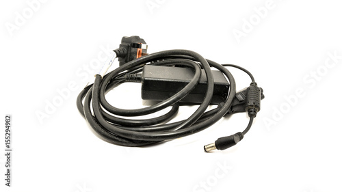 computer power cable on isolated