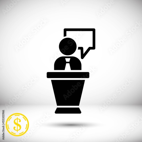 lectern with microphone icon stock vector illustration flat design