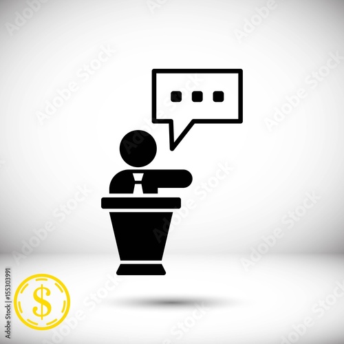 lectern with microphone icon stock vector illustration flat design
