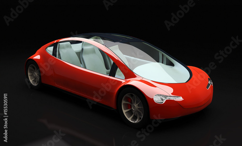 Self-driving Car, Future Car With Gull Wing Doors - 3d Concept, Autonomous transport - 3D Render © costazzurra