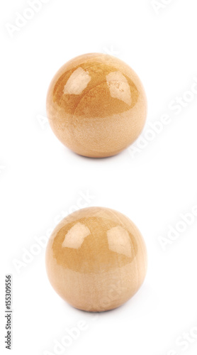 Single wooden sphere isolated
