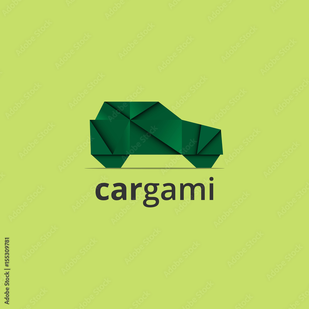 Naklejka Ilustracja wektorowa samochód origami