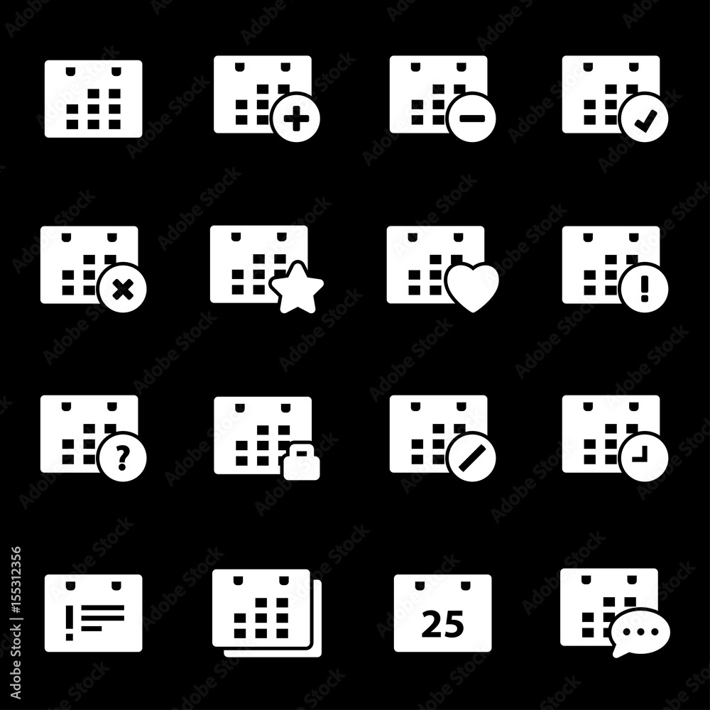 Vector white calendar icons set Vector white calendar icons set