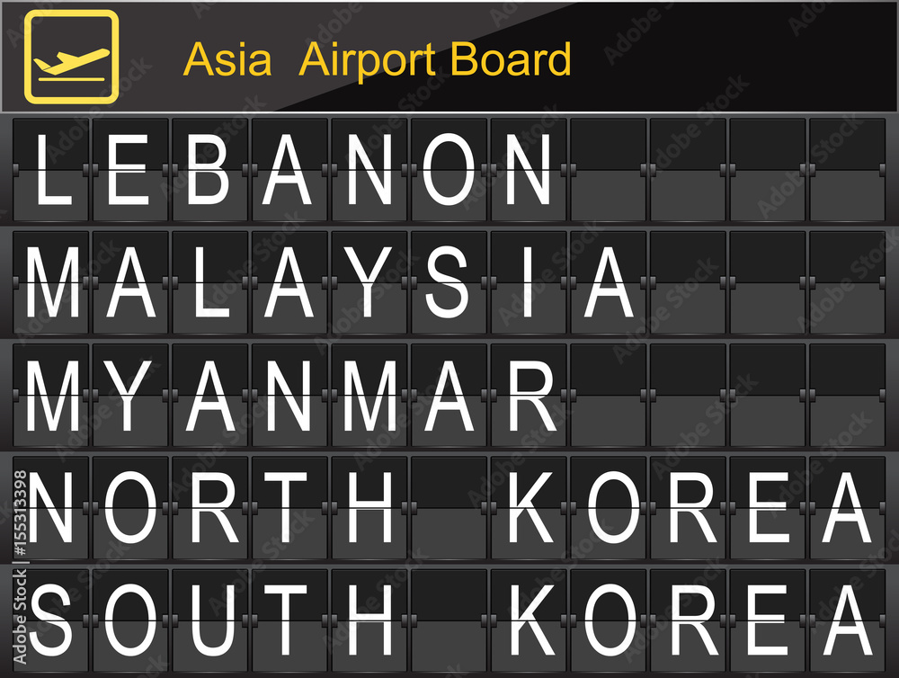 Asia Country Airport Board Information