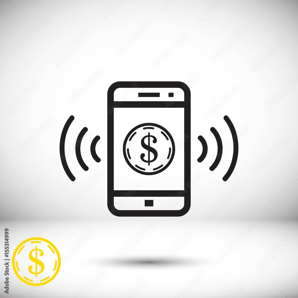phone and money icon stock vector illustration flat design phone and money icon stock vector illustration flat design