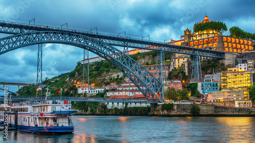 Porto, Portugal: the Dom Luis I Bridge and the Serra do Pilar Monastery on the Vila Nova de Gaia side at sunset
 photo