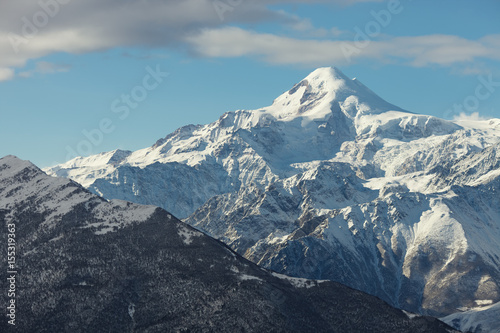 Mount Kazbek, view from the republic of Ingushetia.