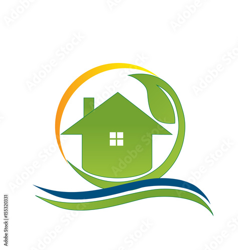 Green house real estate logo vector