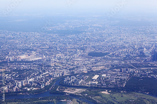 View of the city from the height of the flight © kichigin19