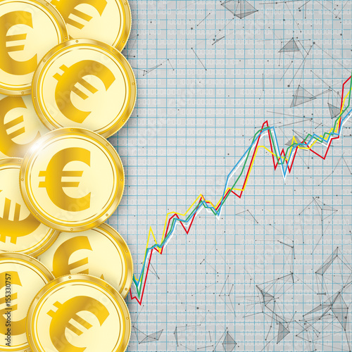 Goldene Euro Münzen mit einem Wachstumschart