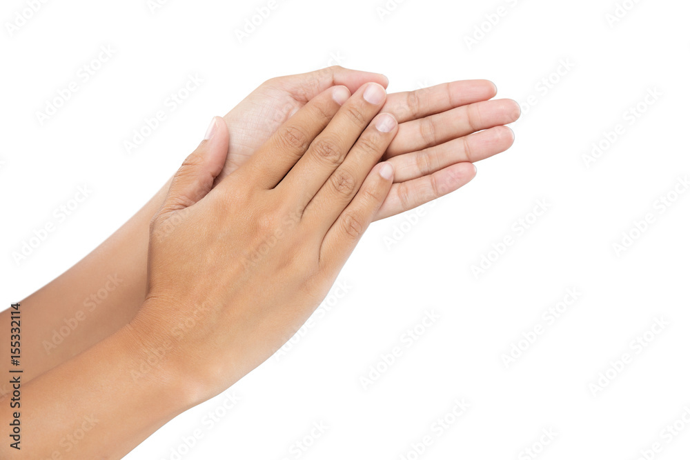 Women clapping hands, Applause isolated on white background