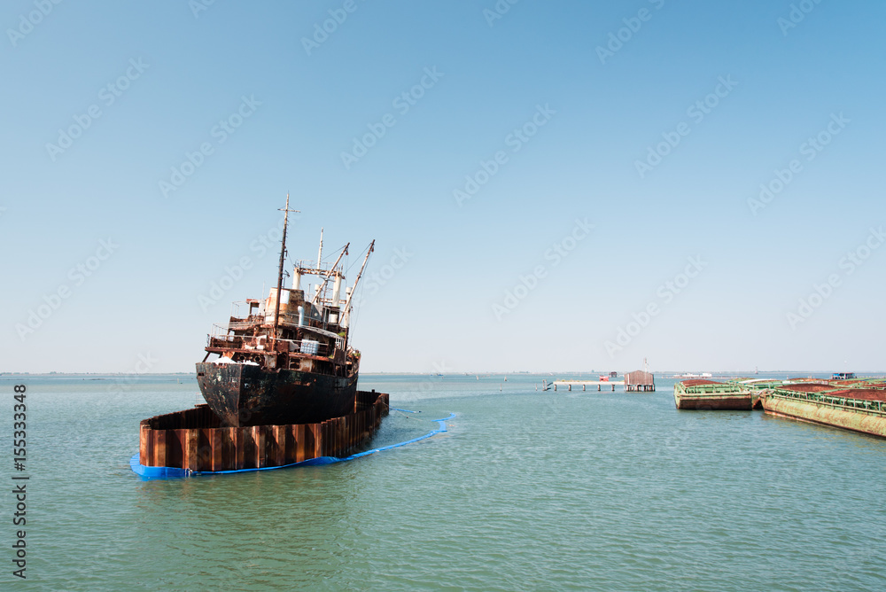 Naval Wreckage in Venice Lagoon