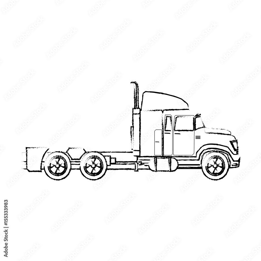 truck cabin trailer transport business vector illustration