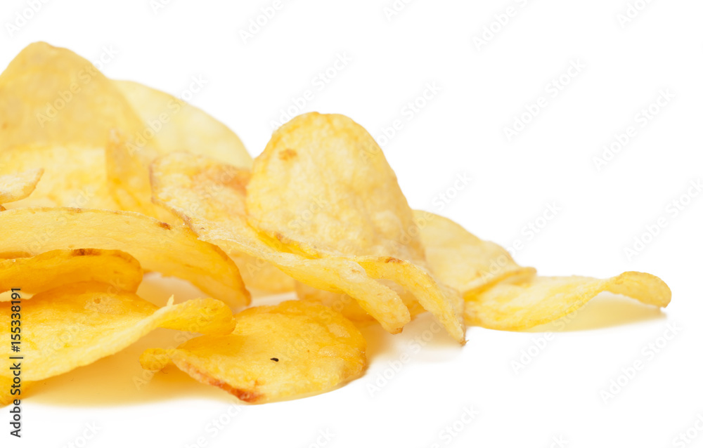 Potato chips isolated on white Potato chips isolated on white