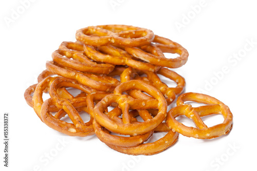 glazed and salted pretzels isolated on white background