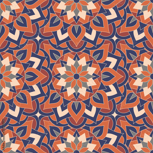 Seamless pattern with geometric floral pattern. Texture with