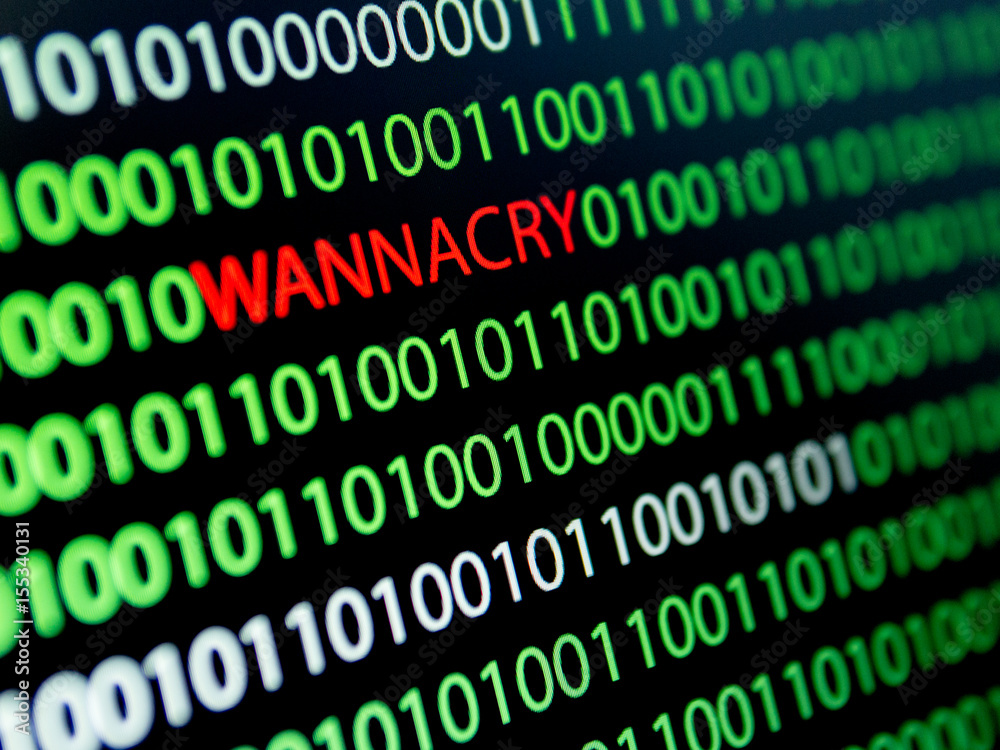 Binary Code Screen, Wannacry Virus