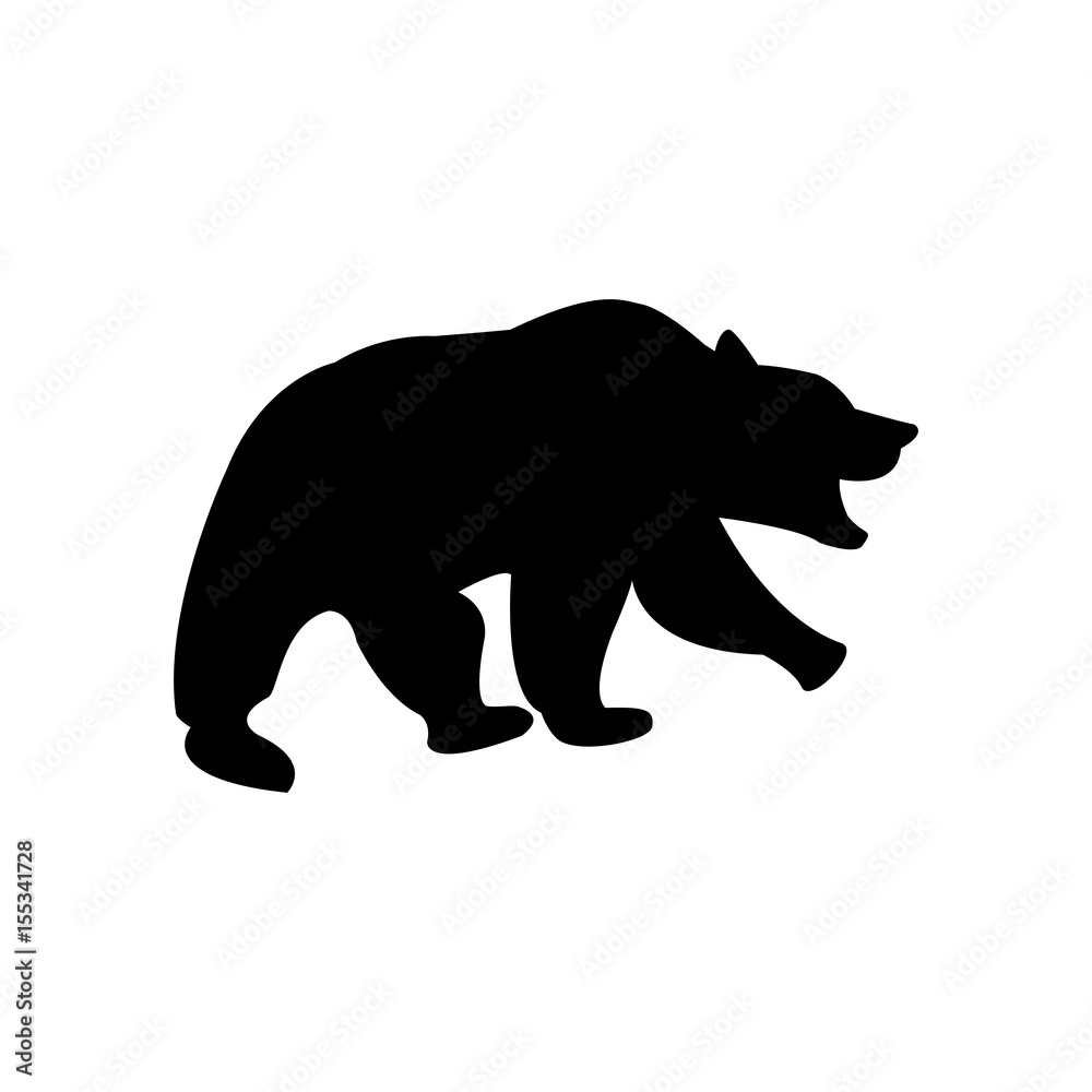 Fototapeta premium silhouette of grizzly bear icon over white background. vector illustration