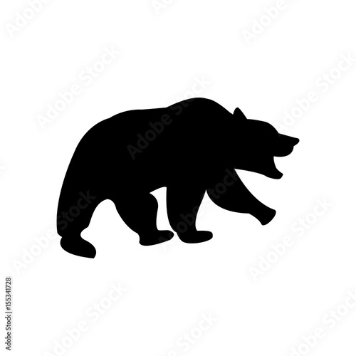 silhouette of grizzly bear icon over white background. vector illustration