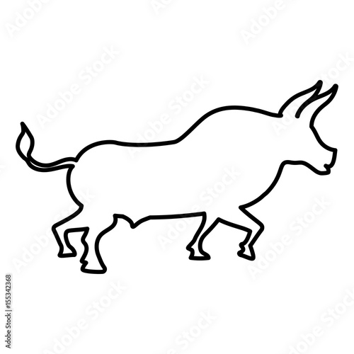 silhouette of bull icon over white background. vector illustration