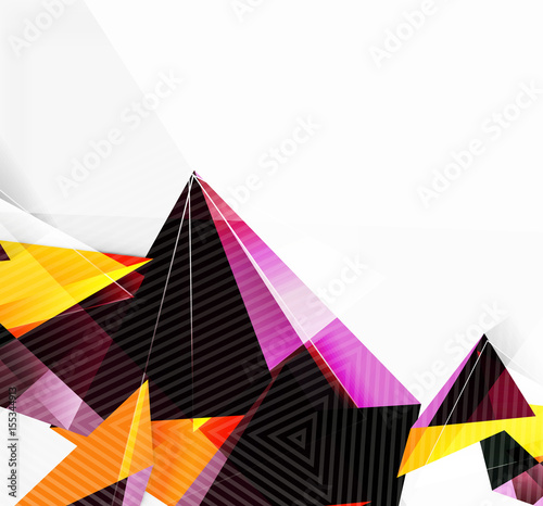 Wallpaper Mural 3d triangles and pyramids, abstract geometric vector Torontodigital.ca