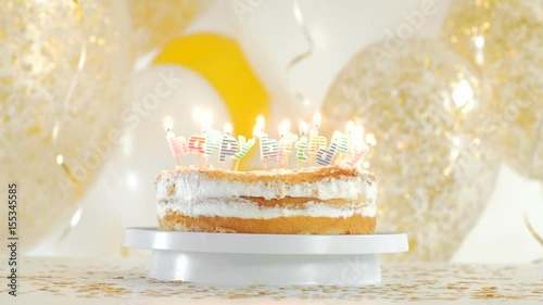 Happy Birthday cake with sparklers. Greeting card 1080p fullHD photo