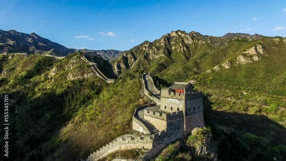 The fabulous beacon tower of the Juyongguan Great Wall view from the sky
