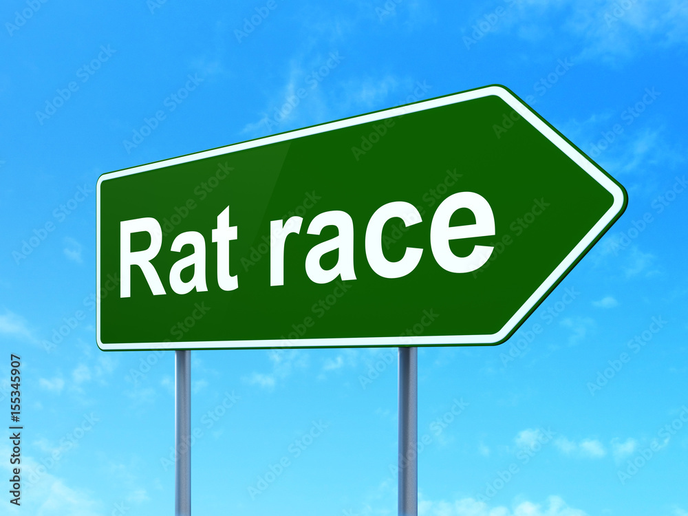 Politics concept: Rat Race on road sign background Politics concept: Rat Race on road sign background