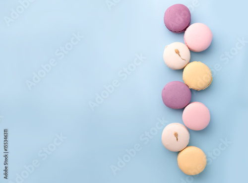 Eight sweet colorful macaroons