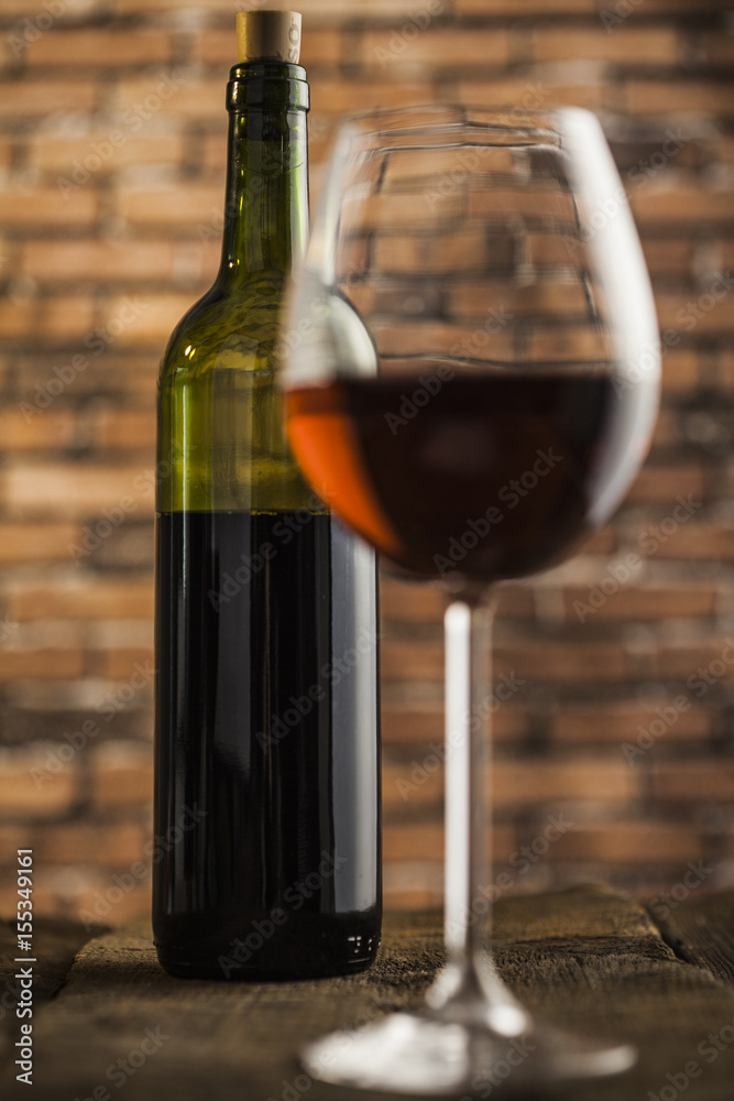 Wine glass and bottle