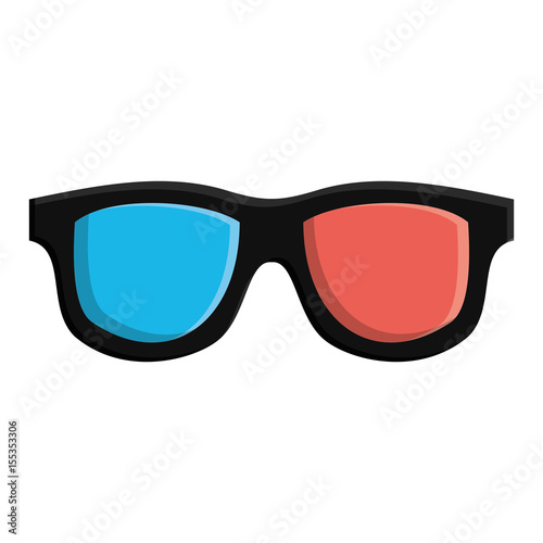 3d movie glasses icon over white background. colorful design. vector illustration