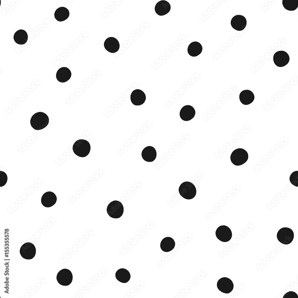 Chaotically scattered round spots. Seamless pattern.