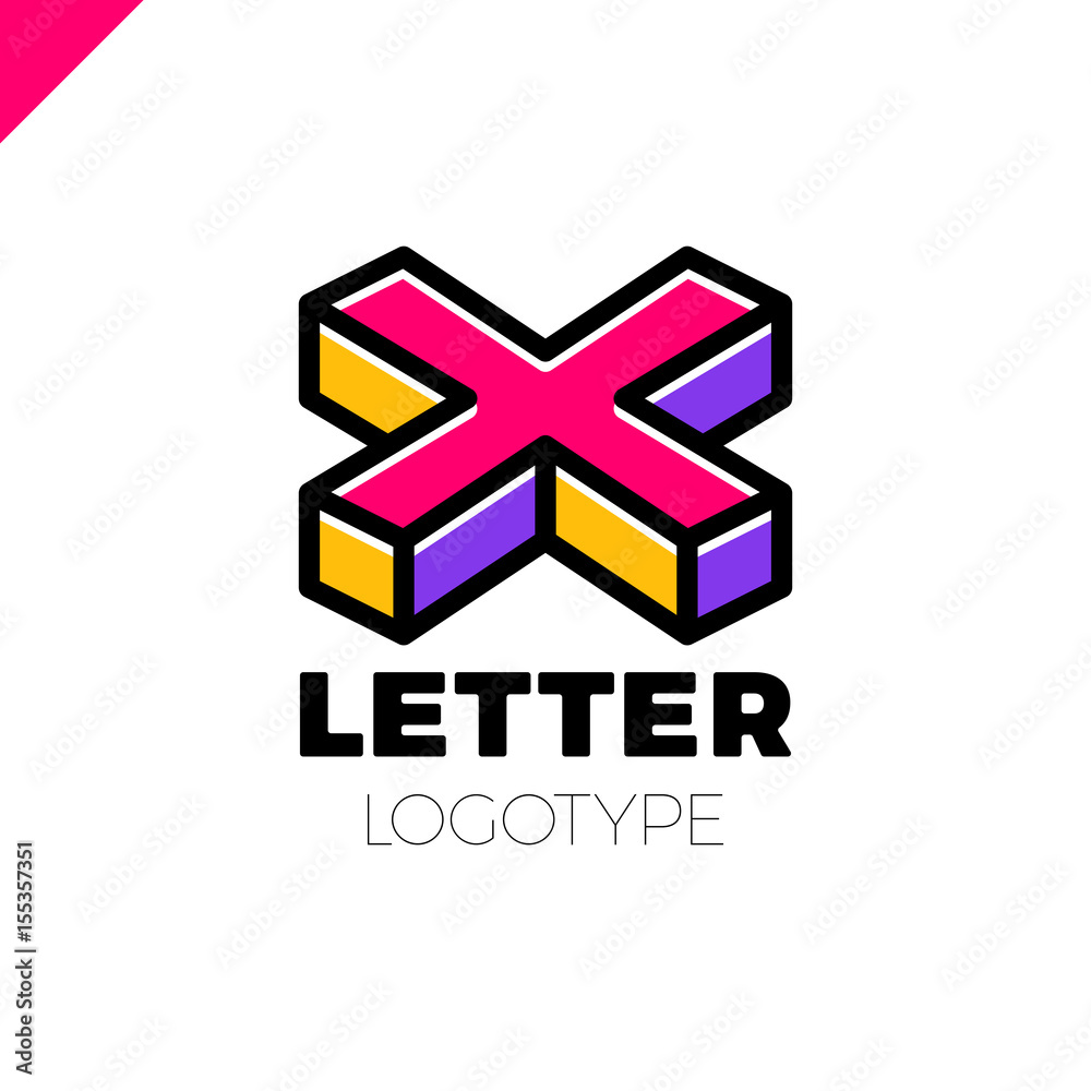 Obraz premium Isometric Letter X logo icon design template elements