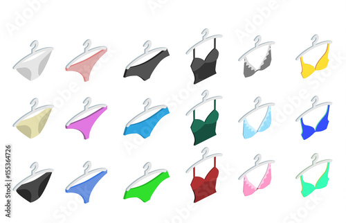 Isometric flat 3D isolated concept vector woman underwear photo