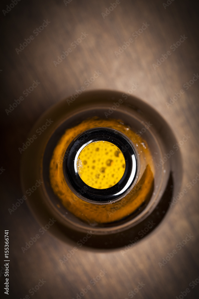 Glass of beer and bottle