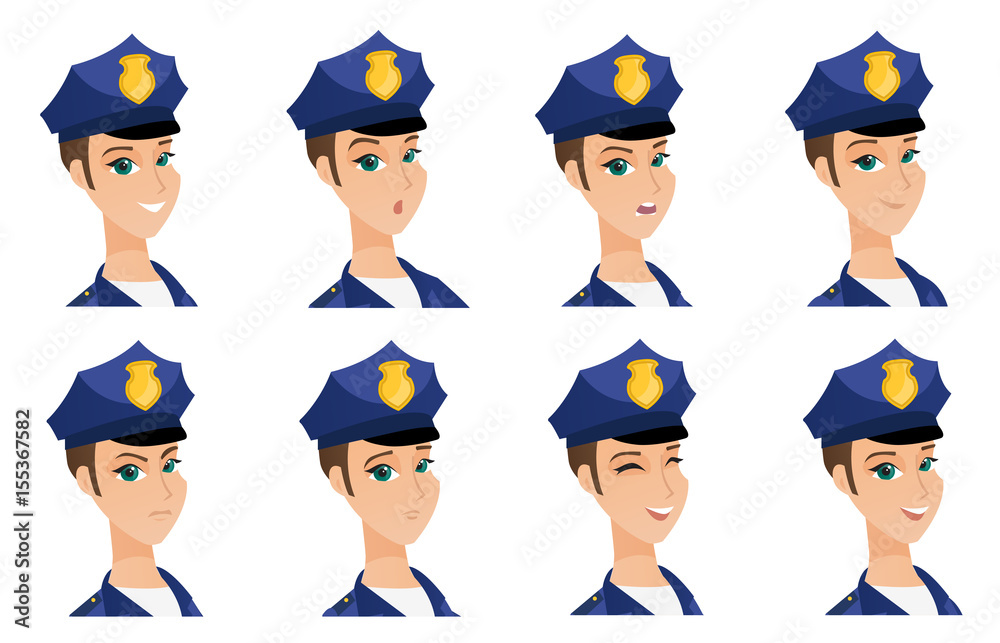 Vector set of policeman characters.
