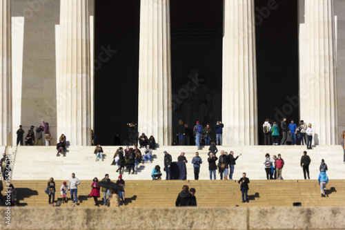 Canvas Print Ceremonial approach towards the central hall of the Lincoln Memorial, National M