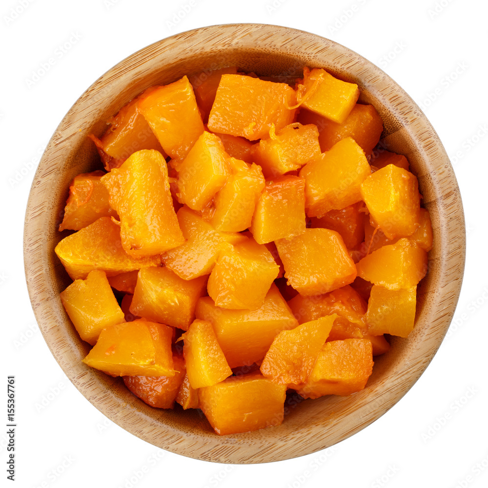 Baked pumpkin diced