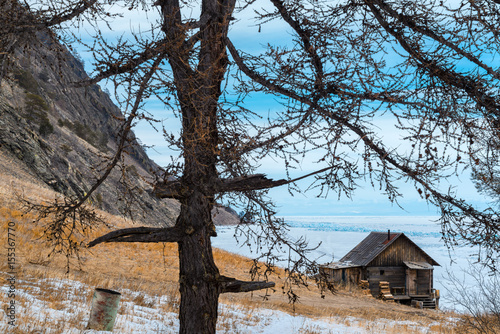 Log hut at Olkhon island in Lake Baikal © takepicsforfun