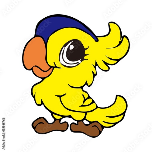 Macaw bird cartoon waving