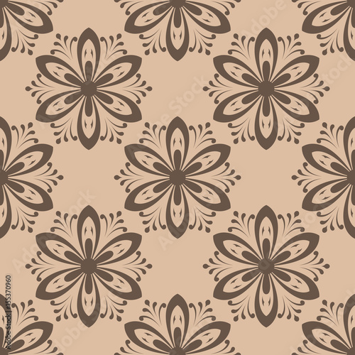 Floral seamless pattern. Brown abstract background