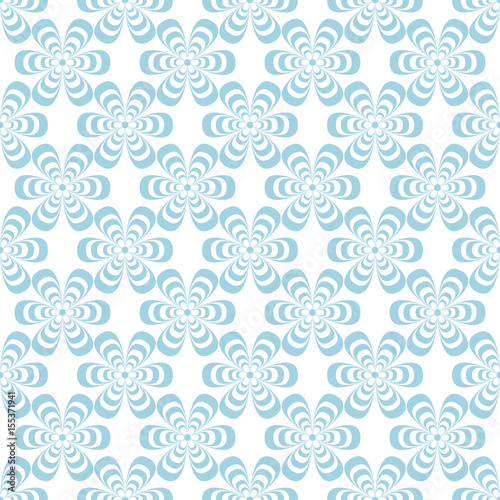 Colored flower seamless background. Blue and white ornaments