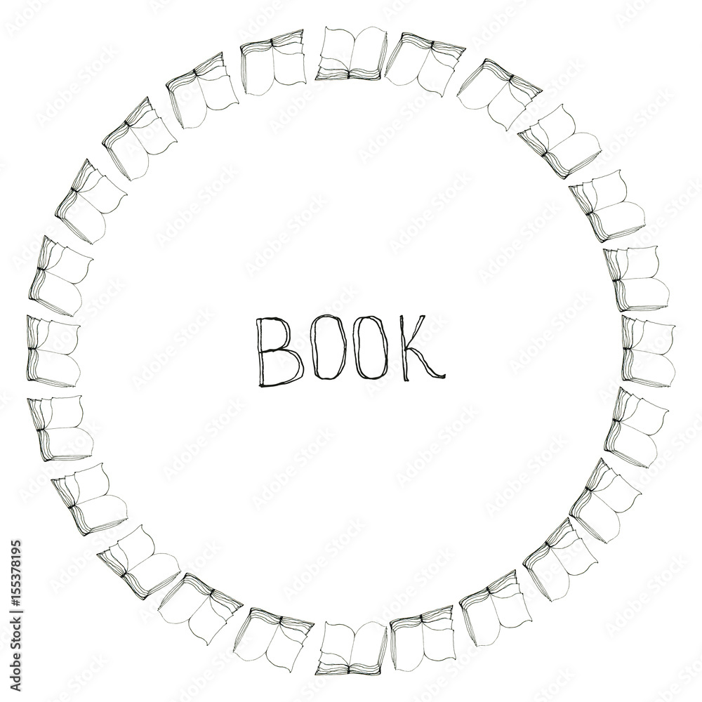 Fototapeta premium Book doodle frame