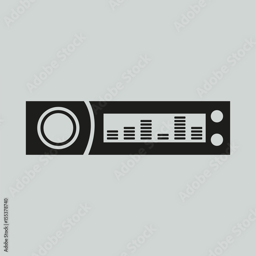 Car radio icon in a simple style