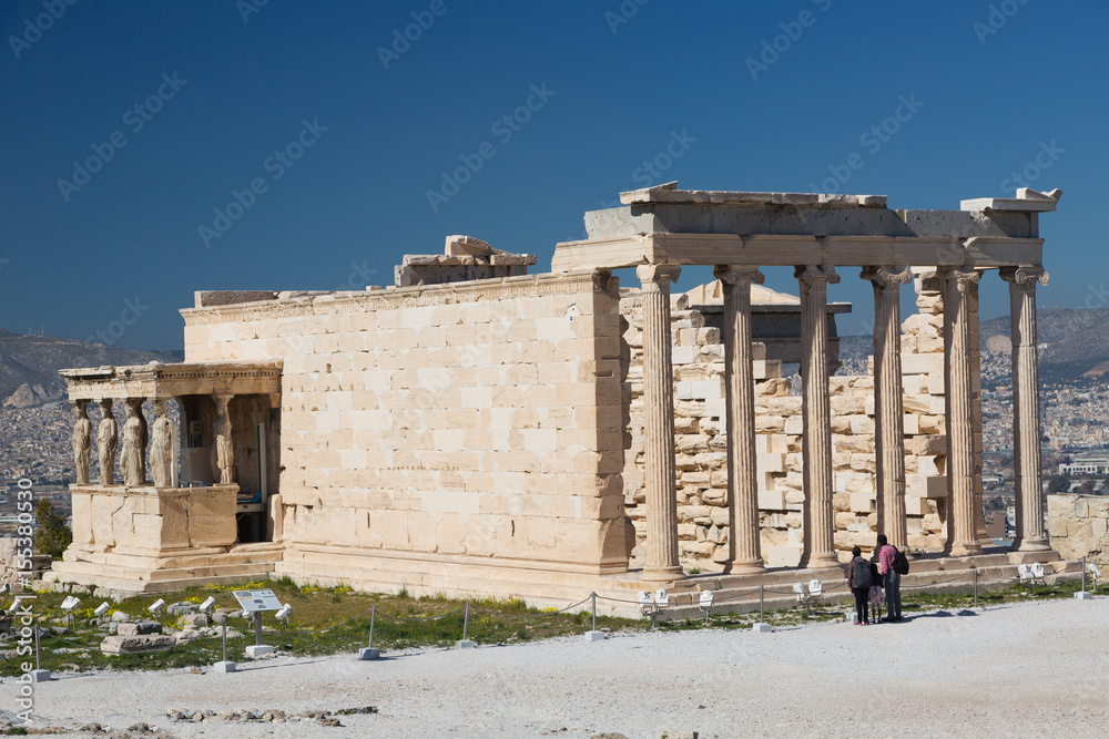 ancient temple Erechteion in Acropolis, Athens, Greece