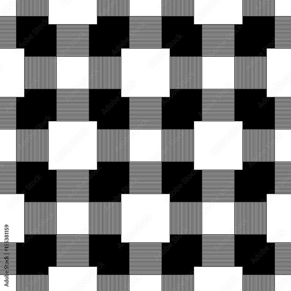 Abstract geometric background. Seamless pattern. Black and white checked print
