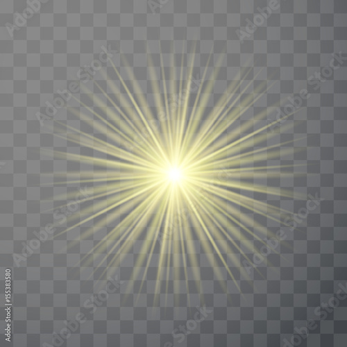 Bright light flare flash effect template isolated